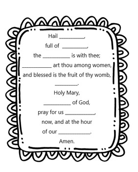 Preview of Hail Mary Prayer Worksheet