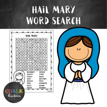 Hail Mary Word Search by Chalk Creations | TPT