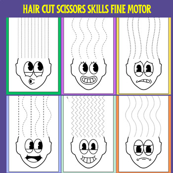 Premium Vector  Cutting practice for kids. funny haircut activity, scissor  skills. fine motor skills. preschool game