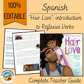 Preview of Hair Love / "Amor de pelo" (reflexive verbs, daily routine): TEACHER GUIDE