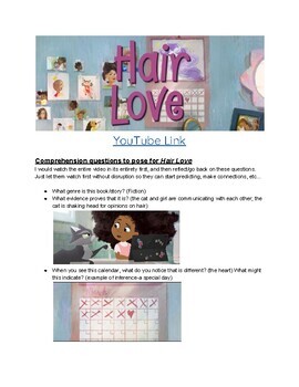 Preview of Hair Love Comprehension Questions