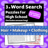 Hair + Makeup + Clothing Word Search Puzzle Activity Print