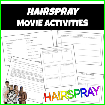 Preview of Hairspray ESL / ENL Movie Activities
