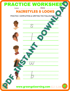 Preview of Hairstyles & Looks / ESL PRACTICE WORKSHEET / Level I / Lesson 14 - BLACK MONTH