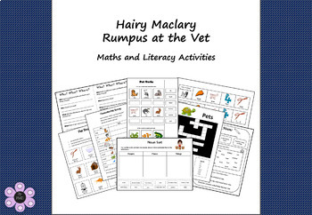 Preview of Hairy Maclary's Rumpus at the Vet - Maths and Literacy Activities