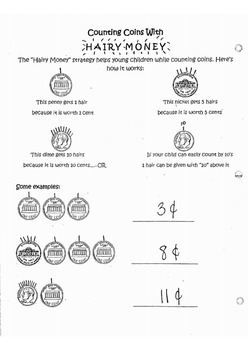 Preview of Hairy Money/Coins- for Kindergarten!
