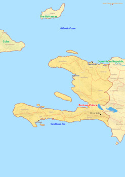 Preview of Haiti map with cities township counties rivers roads labeled