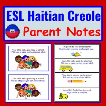 Preview of Haitian-Creole Speakers to English Positive Parent Notes-ESL Newcomer Activities