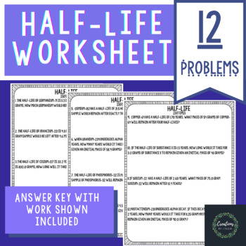 Preview of Half-Life Worksheet - Key Included