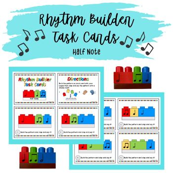 Preview of Half Note Rhythm Builder Task Cards for Elementary Music