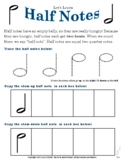 Half Note Trace Worksheet - Learning Half Notes for Beginn