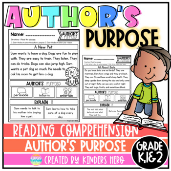 Preview of Author's Purpose Reading Comprehension Worksheets