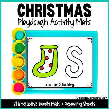 Preview of Christmas Playdough Mats, December Fine Motor Activity for Preschool