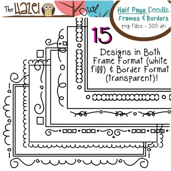 Preview of Half Page Doodle Frames & Borders Set: Graphics for Teachers