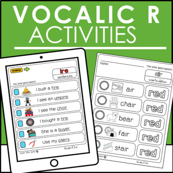 Preview of Vocalic R Sentences and Coarticulation Activities | Speech Therapy Homework