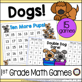 Preview of Addition, Subtraction, and Place Value Math Center Games - Dog Themed Activities