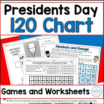 Preview of Presidents Day Math Worksheets and Games 120 Chart