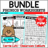 No Prep Phonics Worksheets – Bundle First Grade Reading