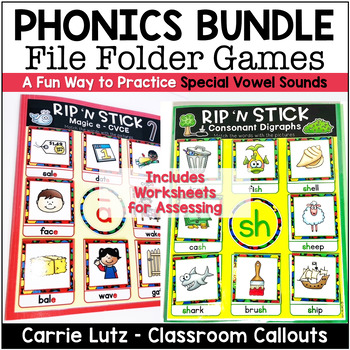 Preview of Phonics File Folder Games– Bundle First Grade Reading Centers