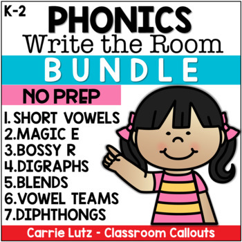 Preview of Half Price Phonics Write the Room Worksheets & Activities – Bundle