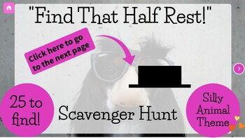 Preview of Half Rest Digital Scavenger Hunt- Funny Animal Themed- Online Music Game
