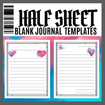 Preview of Half Sheet Writing Paper,⭐⭐⭐⭐⭐  13 pages Flowers  Blank Journal Templates