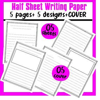 Preview of ⭐ {$5 Half Sheet Writing Paper } ⭐Blank Journal Templates ⭐⭐⭐ 5 Pages + 5 Cover
