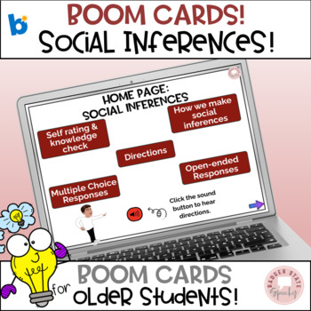 Preview of Boom Cards Making Social Inferences Inferencing Middle and High School