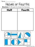 Half Of or Fourth Of Worksheets (Fun Fractions Cut and Pas