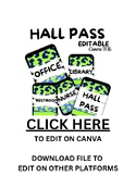 Hall Pass / Editable - Theme: Green/Blue leopard print