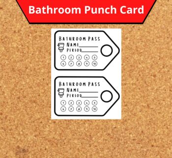 Preview of Hall Pass Punch cards, Bathroom pass Printable, Hall pass printable