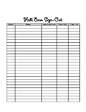 Hall Pass Sign Out Sheet for Clipboard