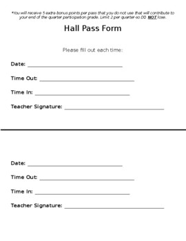 hall pass form