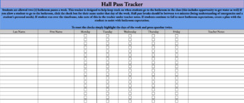 Preview of Hall Pass Tracker