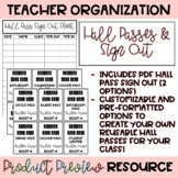 Hall Passes and Sign Out Sheet | Classroom Management | Fo