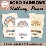 Hall and Restroom Passes Boho Rainbow Theme | Back to Scho