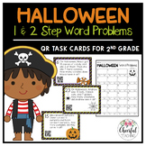 Halloween 1 & 2 Step Word Problem Task Cards (with QR codes!)