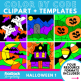 Halloween 1 Color By Code Clipart + Editable Templates