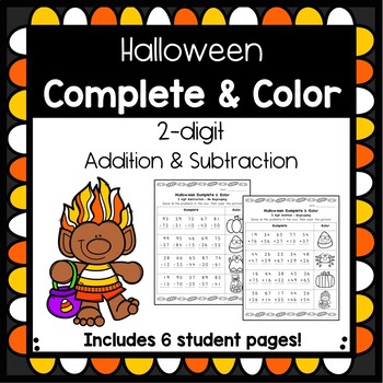 Preview of Halloween 2-Digit Addition & Subtraction (with and without regrouping)
