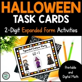 Halloween 2-Digit Expanded Form Task Cards Printable or Se
