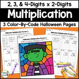 Halloween 2-Digit Multiplication Practice Color by Number 