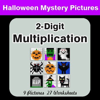 Preview of Halloween: 2-Digit by 2-Digit MULTIPLICATION - Color-By-Number Mystery Pictures