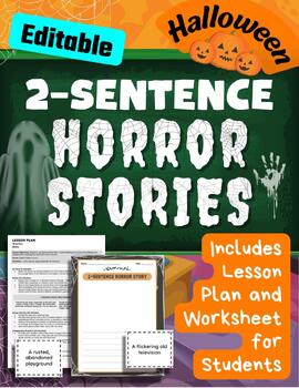Preview of Halloween 2 Sentence Horror Stories 2-Sentence Scary Halloween Activity No Prep