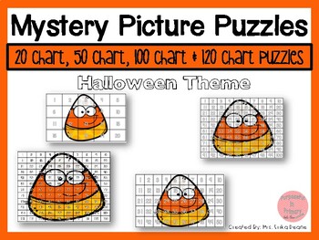 Preview of Halloween 20, 50, 100 & 120 Chart Mystery Picture Puzzles