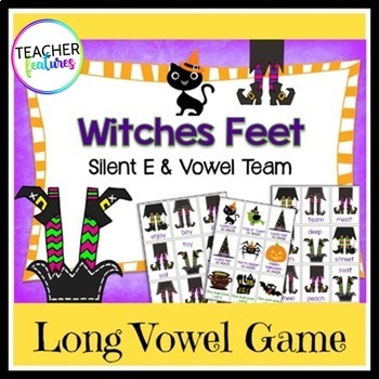 Preview of SILENT E & VOWEL TEAM Phonics HALLOWEEN Game