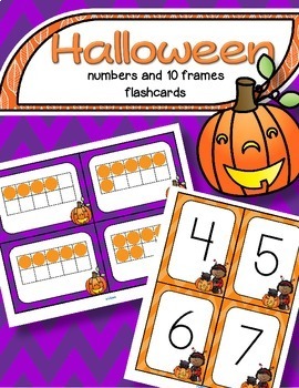 Preview of Halloween Numbers and 10-Frames Flashcards 0-20 Matching Sequencing Subitizing
