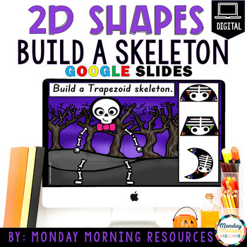 Preview of Halloween 2D Shape Build a Skeleton - Halloween Math Google Slides