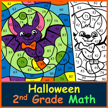 Preview of Halloween 2nd Grade Math Color by Code