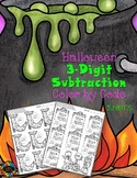 Halloween 3-Digit Subtraction with Regrouping Color-by-Cod