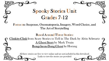 Preview of Halloween 3 Short Stories Unit for Clinkity-Clink, A Ghost Story, Bongcheon-Dong